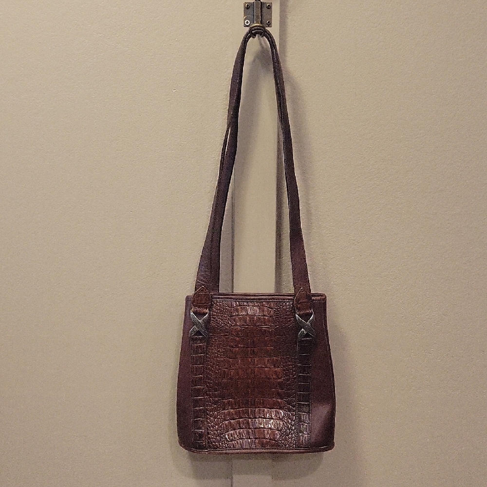 Brighton Croc-Embossed Crossbody, Shoulder Bag in Rich Brown